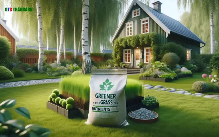 Grönare gräsmatta med gödsling
